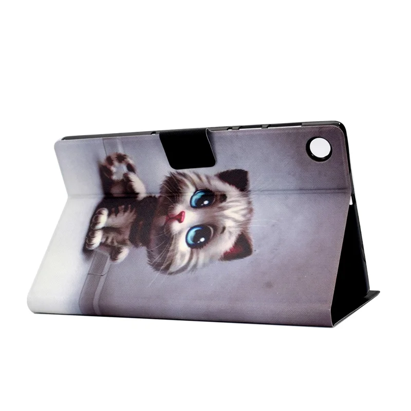 For Samsung Galaxy Tab A11 / A9 Case with Card Holder Anti-Scratch PU+TPU Tablet Cover - Kitten