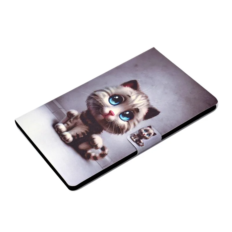 For Samsung Galaxy Tab A11 / A9 Case with Card Holder Anti-Scratch PU+TPU Tablet Cover - Kitten