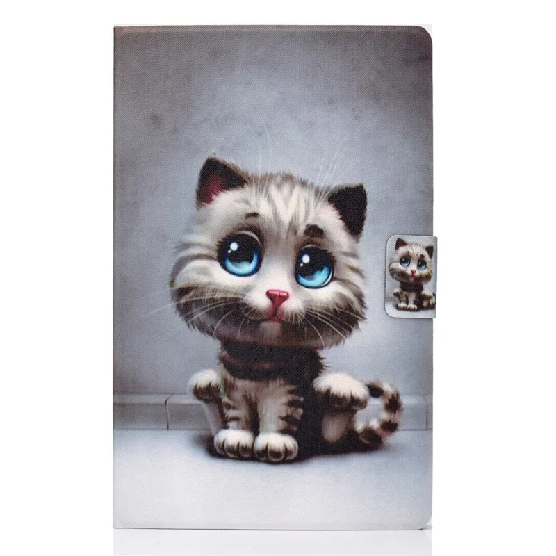 For Samsung Galaxy Tab A11 / A9 Case with Card Holder Anti-Scratch PU+TPU Tablet Cover - Kitten