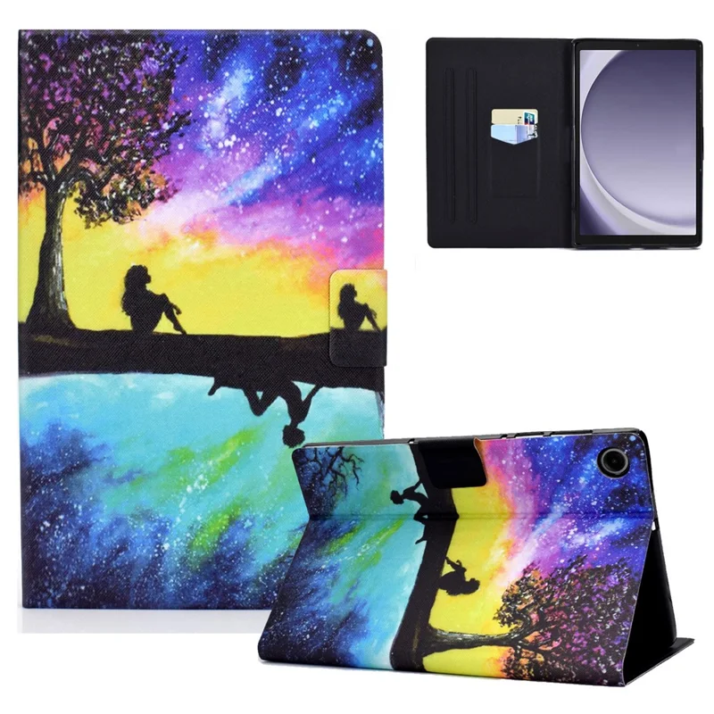 Per Samsung Galaxy Tab A9 Case con supporto per schede Anti-Graffio PU+TPU Custodia Tablet - Cielo Stellato e Immagine Invertita