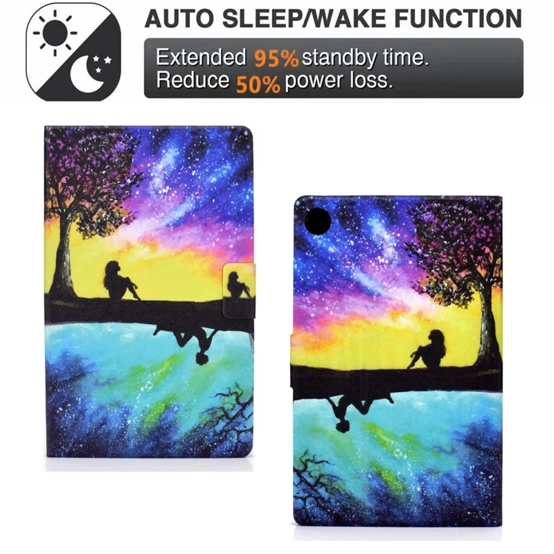 Per Samsung Galaxy Tab A9 Case con supporto per schede Anti-Graffio PU+TPU Custodia Tablet - Cielo Stellato e Immagine Invertita