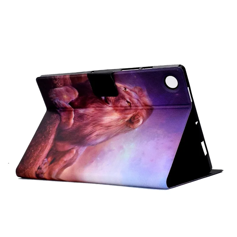 For Samsung Galaxy Tab A11 / A9 Case with Card Holder Anti-Scratch PU+TPU Tablet Cover - Lion