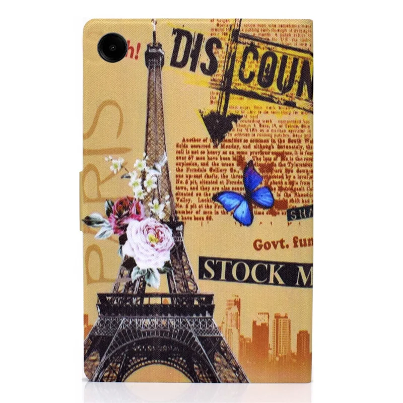 For Samsung Galaxy Tab A11 / A9 Case with Card Holder Anti-Scratch PU+TPU Tablet Cover - Tower