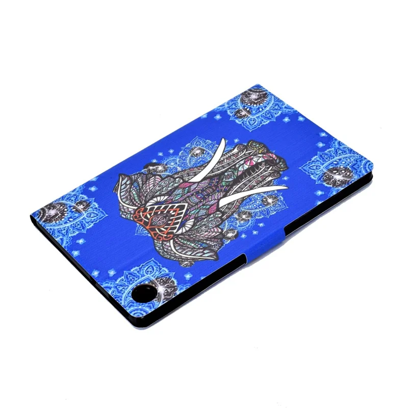 For Samsung Galaxy Tab A11 / A9 Case with Card Holder Anti-Scratch PU+TPU Tablet Cover - Ethnic Elephant