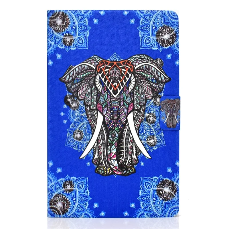 For Samsung Galaxy Tab A11 / A9 Case with Card Holder Anti-Scratch PU+TPU Tablet Cover - Ethnic Elephant