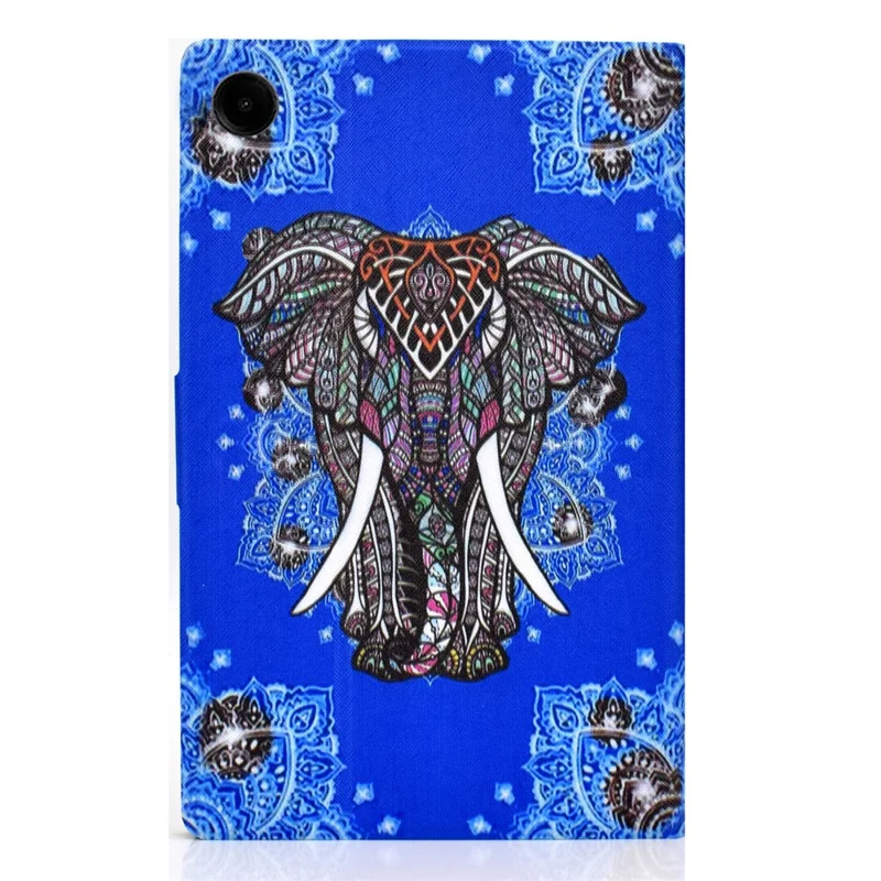 For Samsung Galaxy Tab A11 / A9 Case with Card Holder Anti-Scratch PU+TPU Tablet Cover - Ethnic Elephant