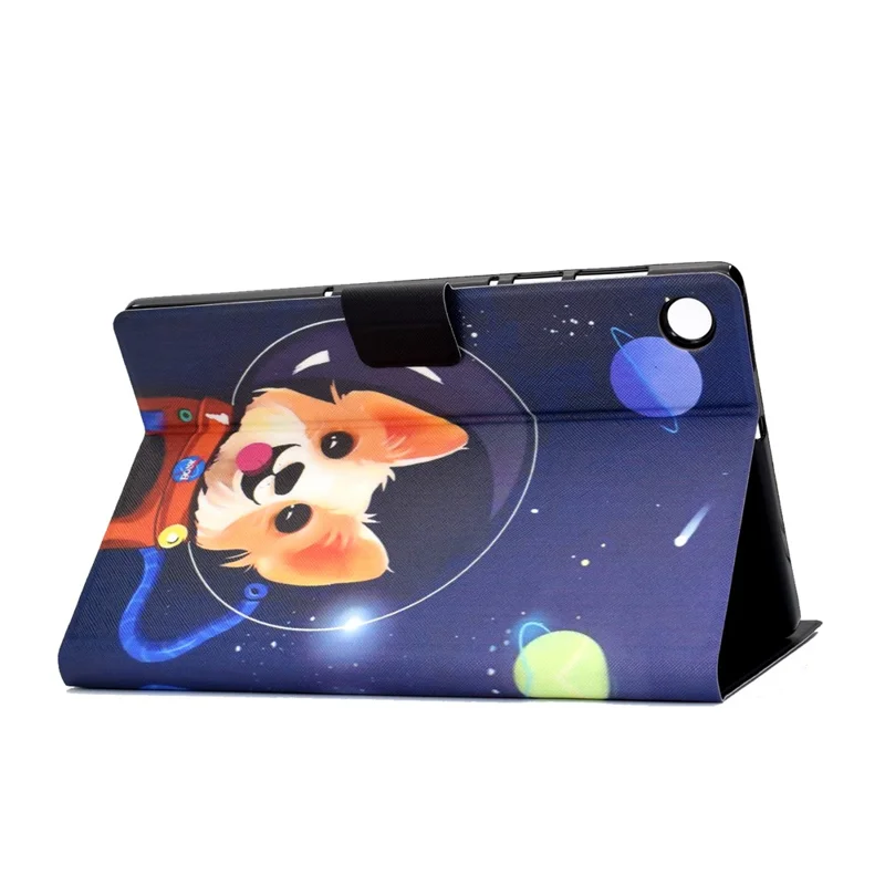 For Samsung Galaxy Tab A11 / A9 Case with Card Holder Anti-Scratch PU+TPU Tablet Cover - Space Dog