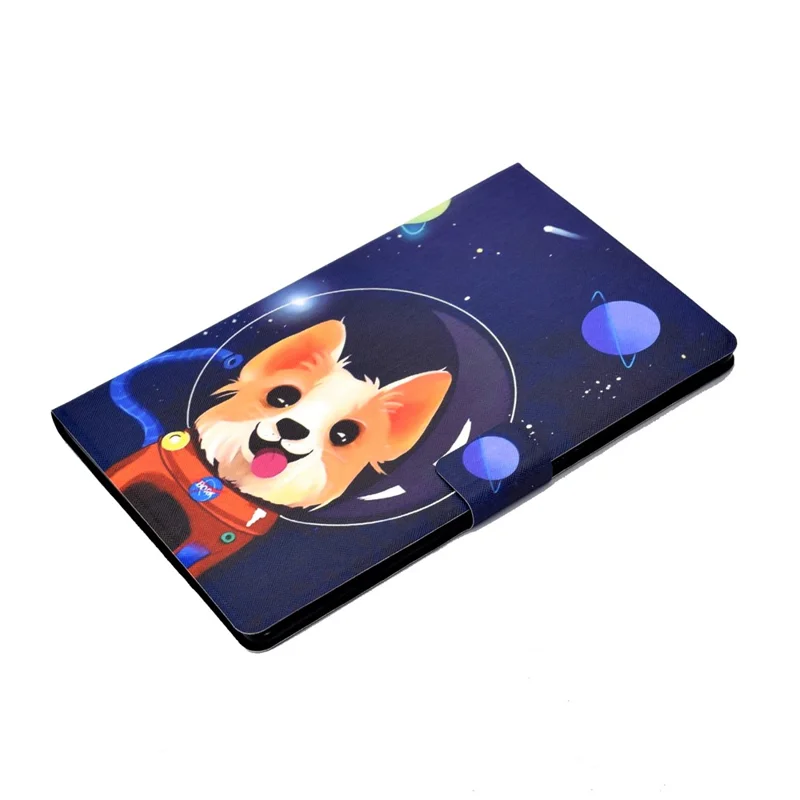 For Samsung Galaxy Tab A11 / A9 Case with Card Holder Anti-Scratch PU+TPU Tablet Cover - Space Dog