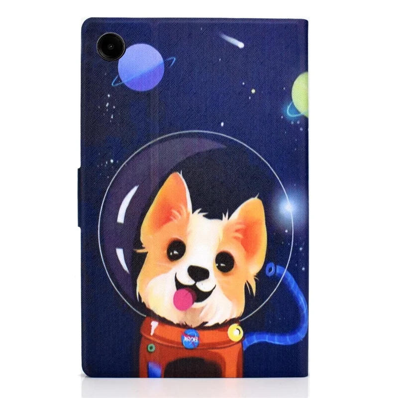 For Samsung Galaxy Tab A11 / A9 Case with Card Holder Anti-Scratch PU+TPU Tablet Cover - Space Dog