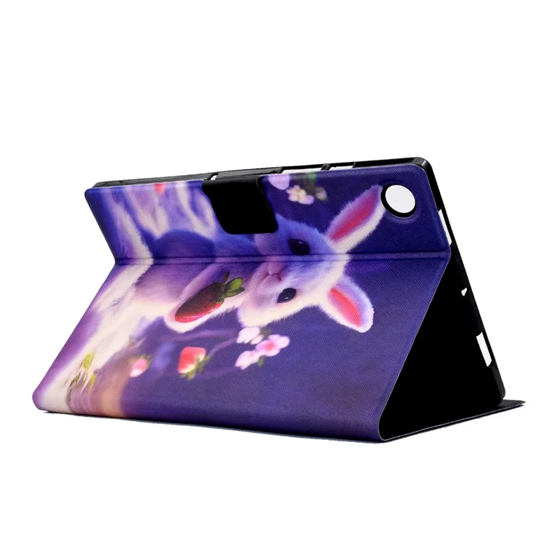 For Samsung Galaxy Tab A11 / A9 Case with Card Holder Anti-Scratch PU+TPU Tablet Cover - Strawberry Bunny