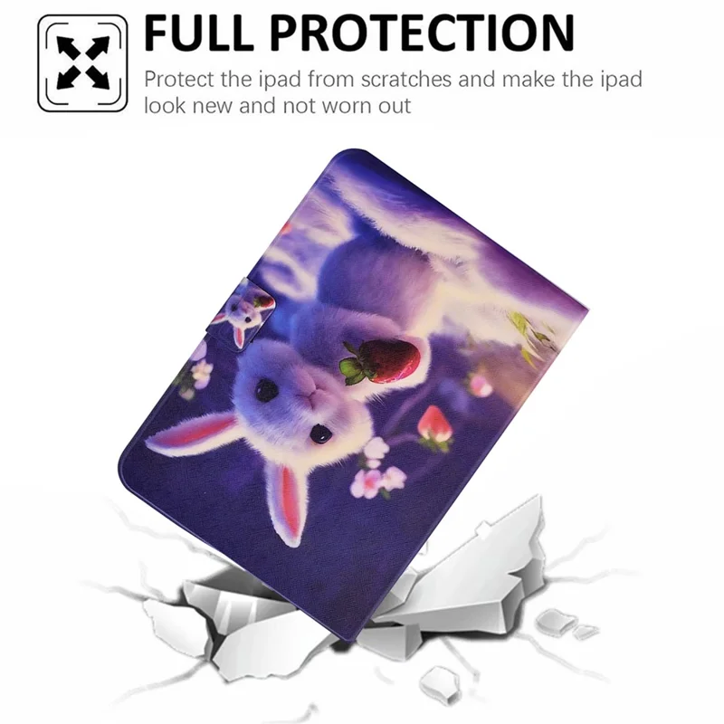 For Samsung Galaxy Tab A11 / A9 Case with Card Holder Anti-Scratch PU+TPU Tablet Cover - Strawberry Bunny