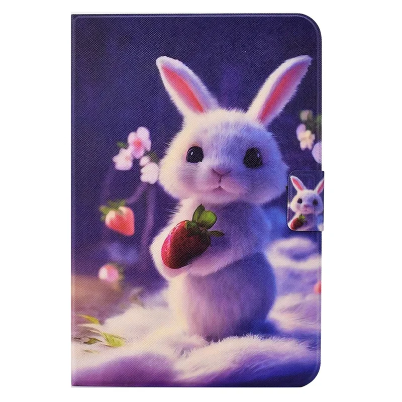 For Samsung Galaxy Tab A11 / A9 Case with Card Holder Anti-Scratch PU+TPU Tablet Cover - Strawberry Bunny