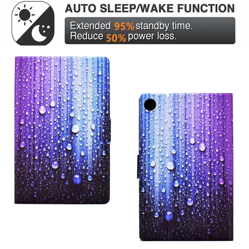 For Samsung Galaxy Tab A11 / A9 Case with Card Holder Anti-Scratch PU+TPU Tablet Cover - Waterdrop