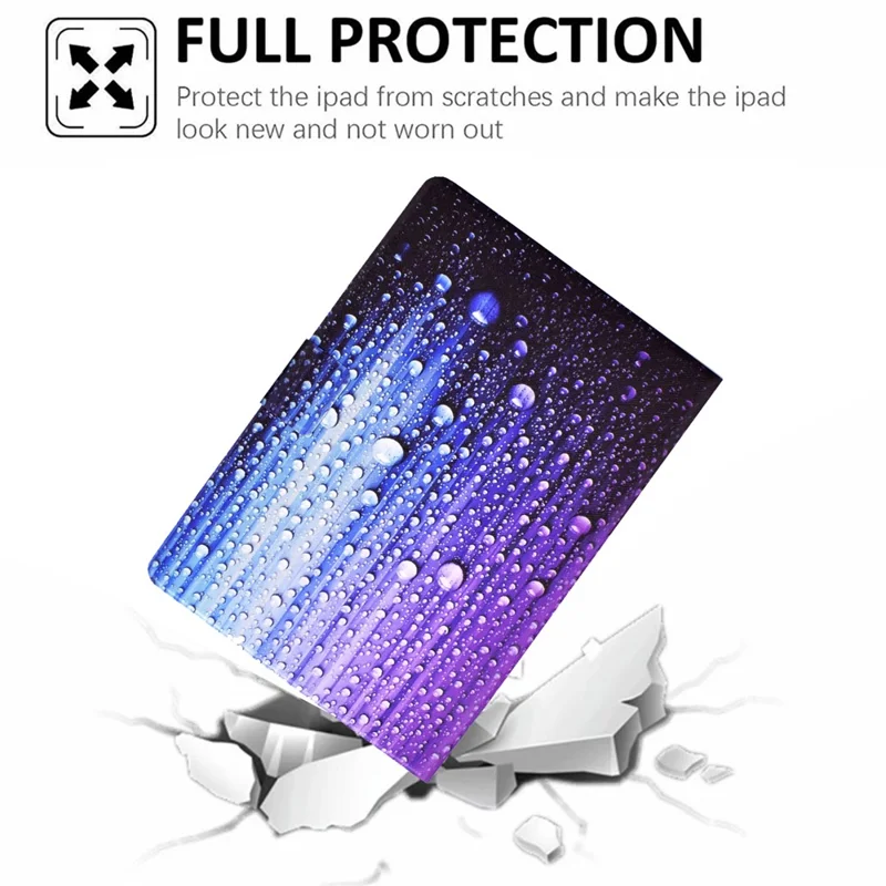 For Samsung Galaxy Tab A11 / A9 Case with Card Holder Anti-Scratch PU+TPU Tablet Cover - Waterdrop