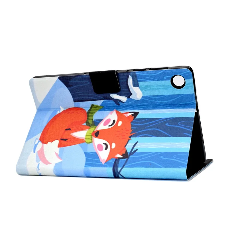 For Samsung Galaxy Tab A11 / A9 Case with Card Holder Anti-Scratch PU+TPU Tablet Cover - Fox