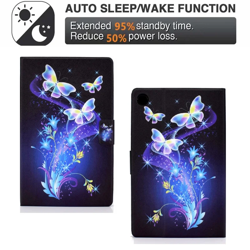 For Samsung Galaxy Tab A9 Case with Card Holder Anti-Scratch PU+TPU Tablet Cover - Butterfly and Flower