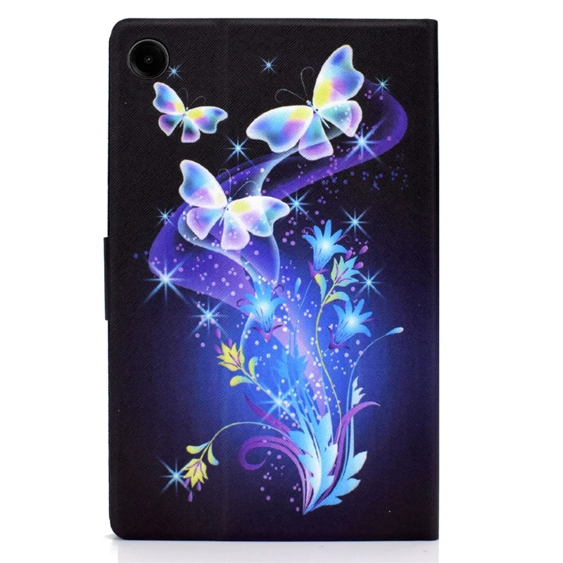 For Samsung Galaxy Tab A9 Case with Card Holder Anti-Scratch PU+TPU Tablet Cover - Butterfly and Flower