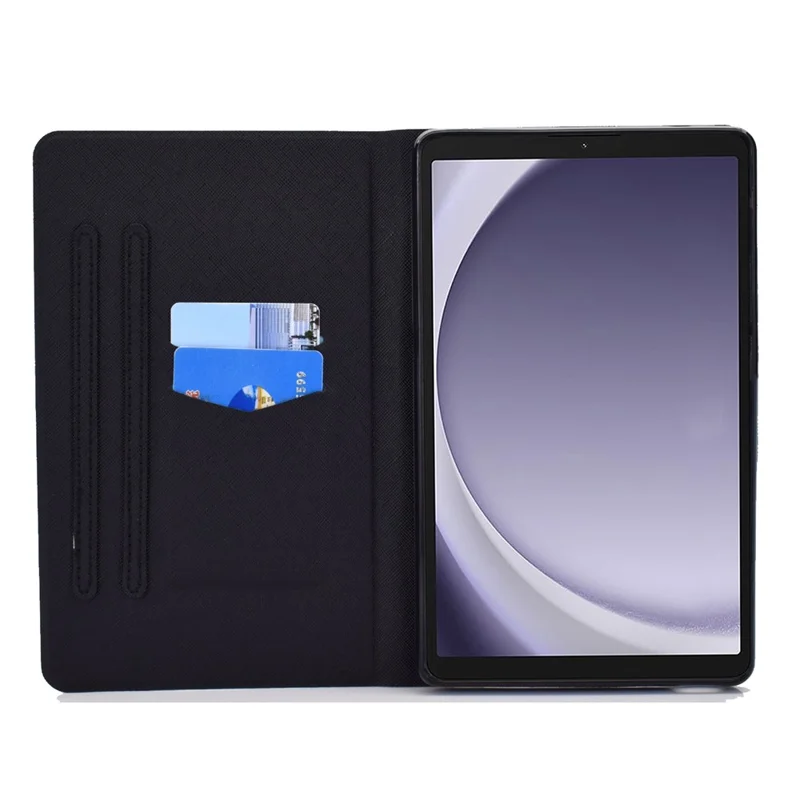For Samsung Galaxy Tab A11 / A9 Case with Card Holder Anti-Scratch PU+TPU Tablet Cover - Blue Butterfly