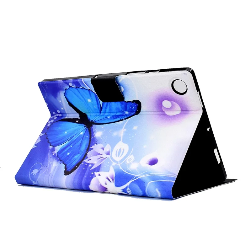 For Samsung Galaxy Tab A11 / A9 Case with Card Holder Anti-Scratch PU+TPU Tablet Cover - Blue Butterfly