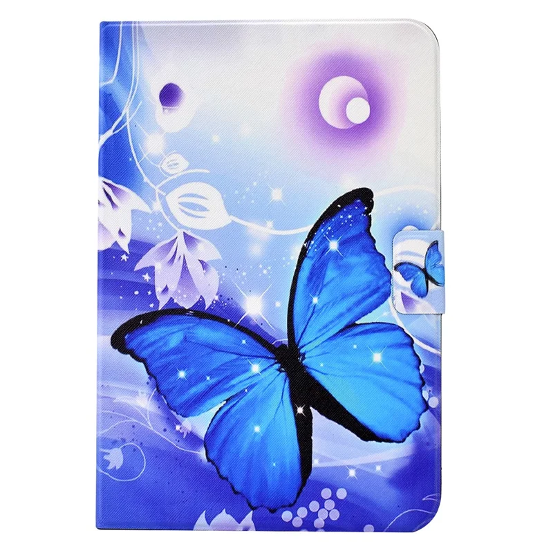 For Samsung Galaxy Tab A11 / A9 Case with Card Holder Anti-Scratch PU+TPU Tablet Cover - Blue Butterfly