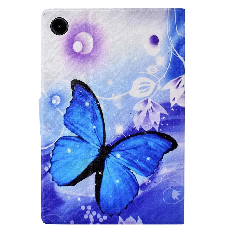For Samsung Galaxy Tab A11 / A9 Case with Card Holder Anti-Scratch PU+TPU Tablet Cover - Blue Butterfly