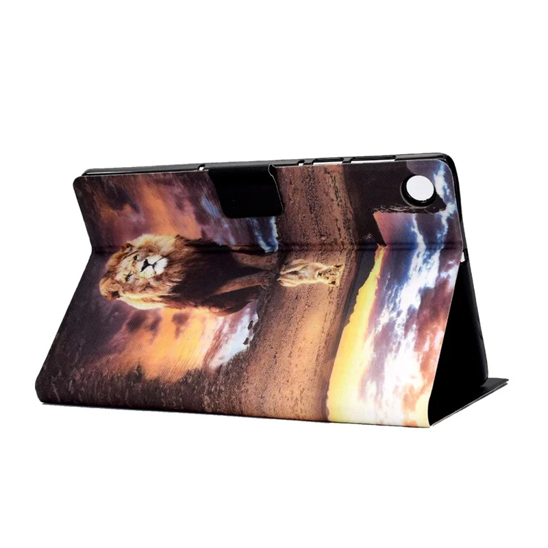 Per Samsung Galaxy Tab A9 Custodia con porta carte di credito Anti-Graffi PU+TPU Custodia per tablet - Leone e Leopardo