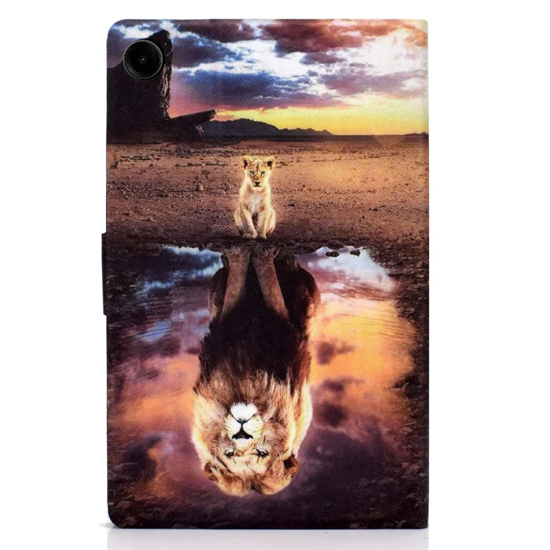 Per Samsung Galaxy Tab A9 Custodia con porta carte di credito Anti-Graffi PU+TPU Custodia per tablet - Leone e Leopardo