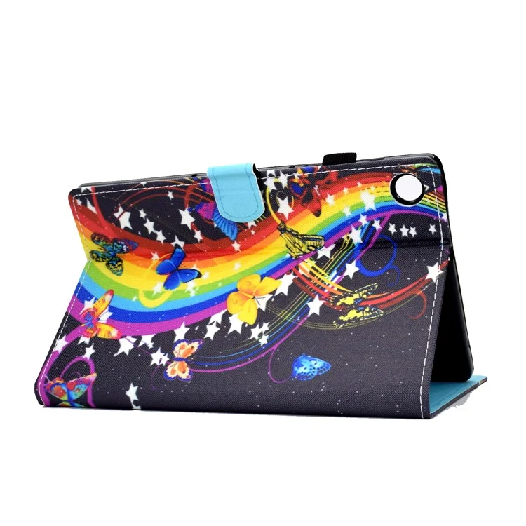 For Samsung Galaxy Tab A9 Protective Case Stitching PU Leather+TPU Tablet Cover with Card Slots - Music Butterfly
