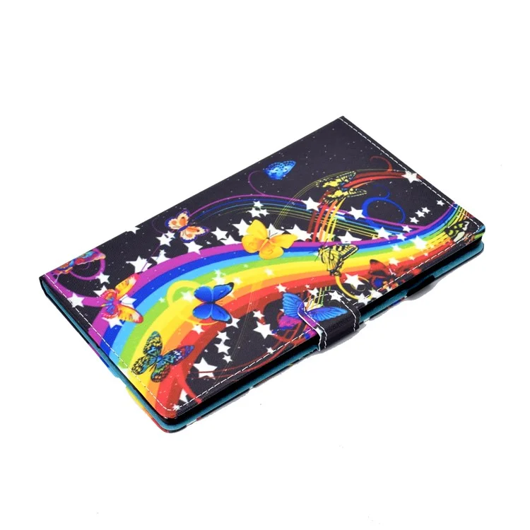 For Samsung Galaxy Tab A9 Protective Case Stitching PU Leather+TPU Tablet Cover with Card Slots - Music Butterfly
