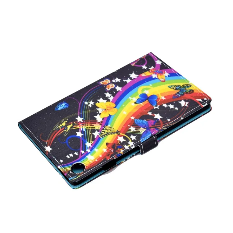 For Samsung Galaxy Tab A9 Protective Case Stitching PU Leather+TPU Tablet Cover with Card Slots - Music Butterfly