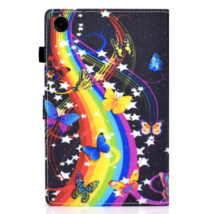 For Samsung Galaxy Tab A9 Protective Case Stitching PU Leather+TPU Tablet Cover with Card Slots - Music Butterfly