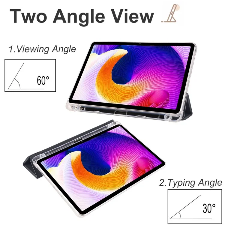 Прозрачный чехол для планшета Xiaomi Redmi Pad SE с подставкой и отсеком для стилуса - черный