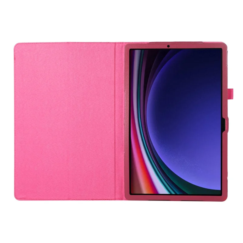 For Samsung Galaxy Tab S9 Leather Case Litchi Texture Bi-fold Stand Tablet Cover - Rose