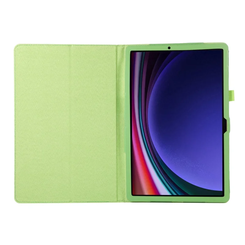 For Samsung Galaxy Tab S9 Leather Case Litchi Texture Bi-fold Stand Tablet Cover - Green