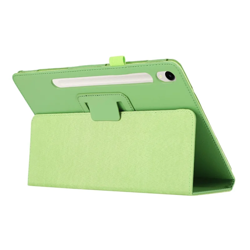 For Samsung Galaxy Tab S9 Leather Case Litchi Texture Bi-fold Stand Tablet Cover - Green