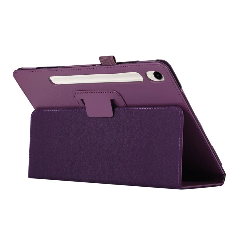 Für Samsung Galaxy Tab S9 Ledertasche mit Litschitextur, Bi-Fold-Ständer, Tablet-Hülle - Lila