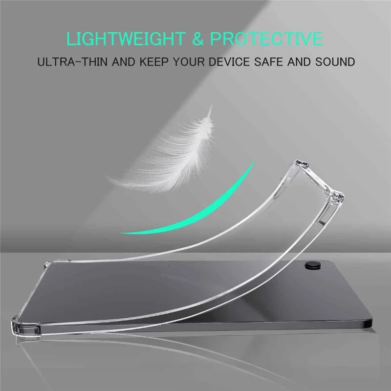 For Samsung Galaxy Tab A9+ Case Anti-drop Clear TPU Tablet Cover + 2.5D Arc Edge Tempered Glass Screen Film