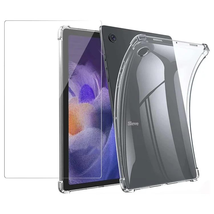 Para Samsung Galaxy Tab A9 Clear Case TPU TPU Cubierta de Tableta + 2.5D Arc Borde Pantalla de Pantalla de Vidrio Templado