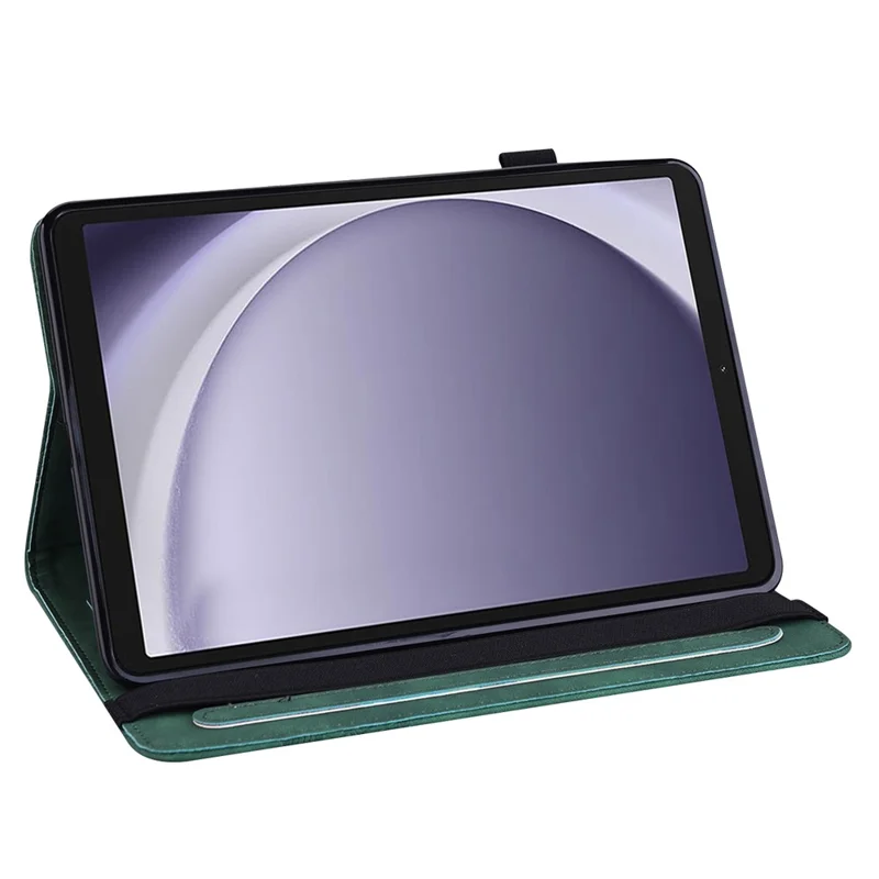 For Samsung Galaxy Tab A11 / A9 Leather Case Flower Imprint Tablet Wallet Cover - Green