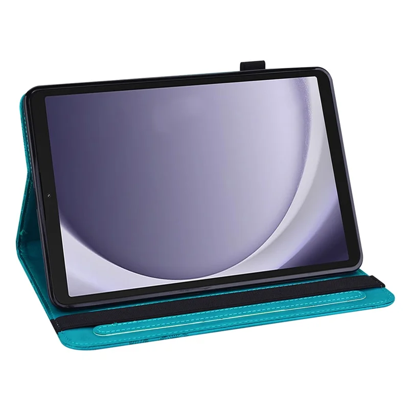 Folia na Samsung Galaxy Tab A9 z motywem motyla, etui z syntetycznej skóry z podstawką - niebieski