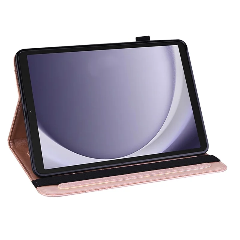 For Samsung Galaxy Tab A11 / A9 Case Butterfly Pattern PU Leather Stand Tablet Cover - Rose Gold