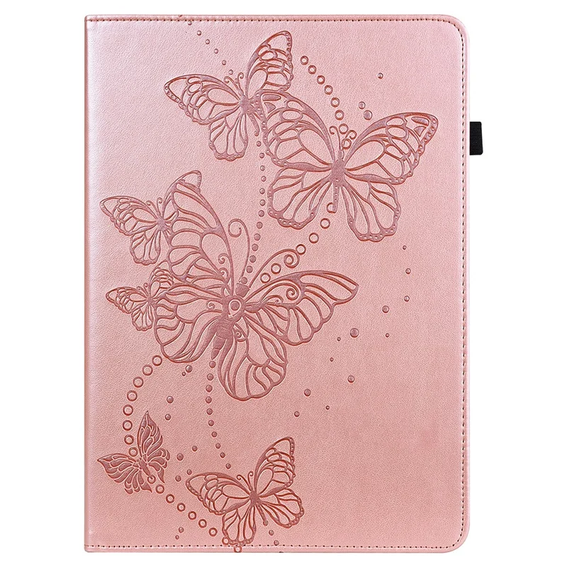 For Samsung Galaxy Tab A11 / A9 Case Butterfly Pattern PU Leather Stand Tablet Cover - Rose Gold