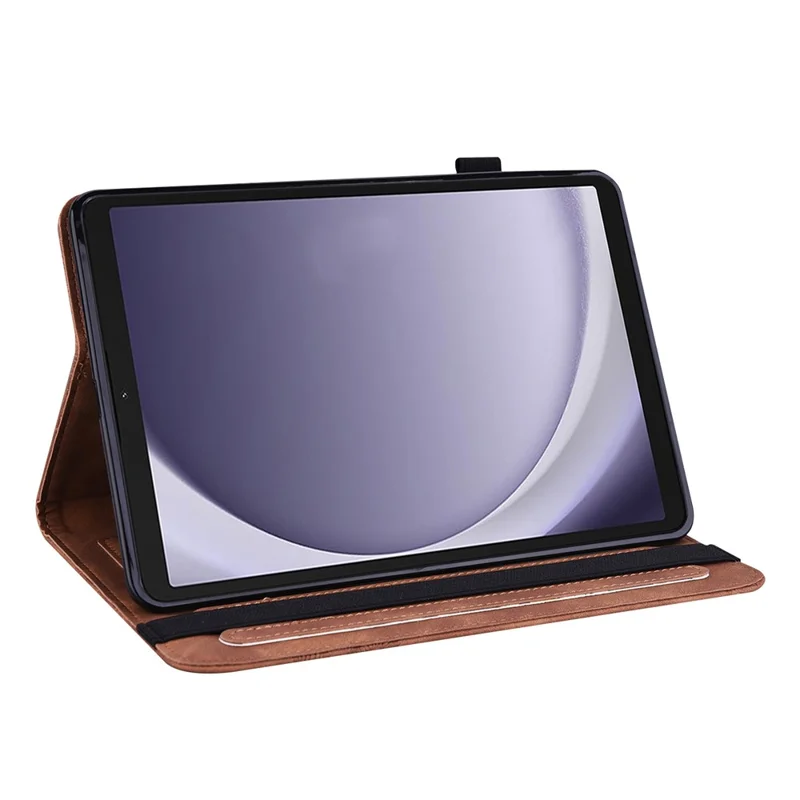 For Samsung Galaxy Tab A11 / A9 Case Butterfly Pattern PU Leather Stand Tablet Cover - Brown