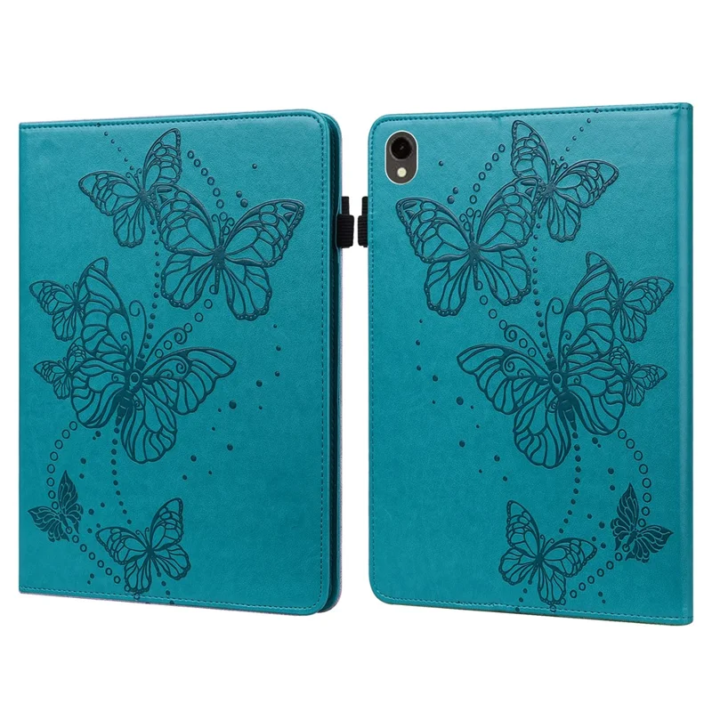 Per Samsung Galaxy Tab S9 Custodia Farfalla Impresso Porta Carte di Credito Custodia in Pelle per Tablet - Blu
