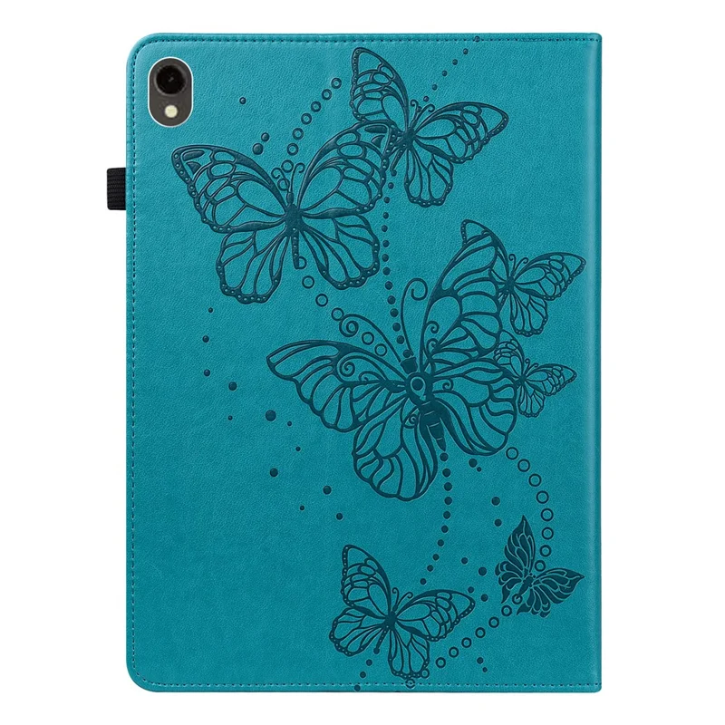 Per Samsung Galaxy Tab S9 Custodia Farfalla Impresso Porta Carte di Credito Custodia in Pelle per Tablet - Blu