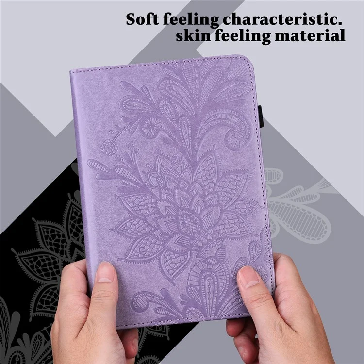 Pour Xiaomi Redmi Pad SE Case Flower Imprinted Leather Tablet Protective Cover - Purple