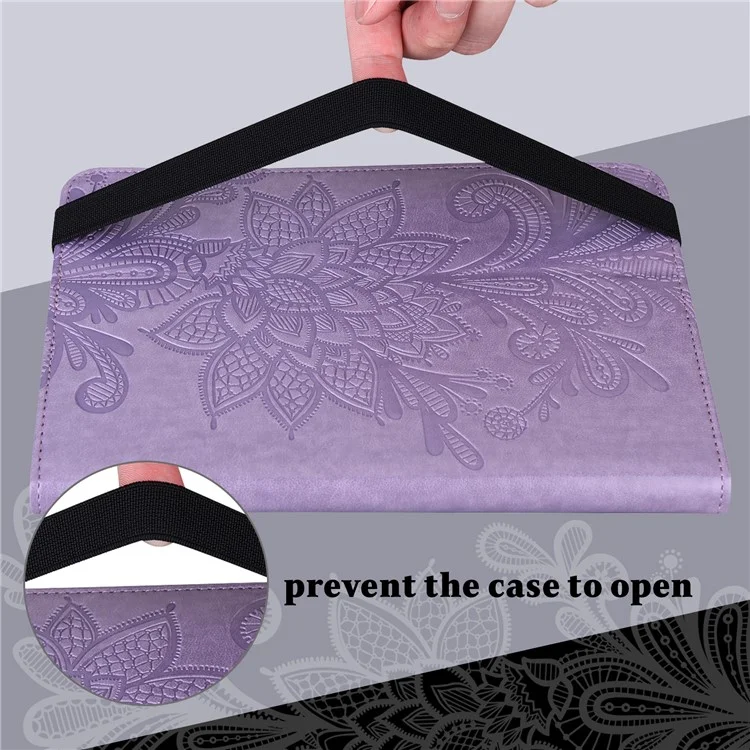 Pour Xiaomi Redmi Pad SE Case Flower Imprinted Leather Tablet Protective Cover - Purple