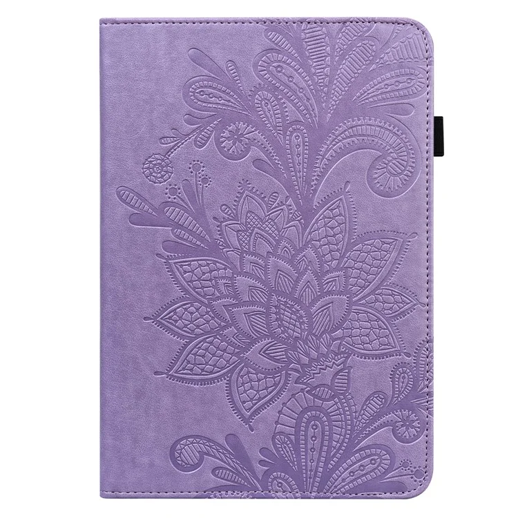 Pour Xiaomi Redmi Pad SE Case Flower Imprinted Leather Tablet Protective Cover - Purple