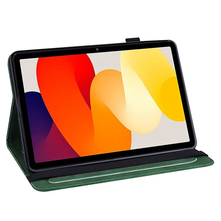 Pour la housse de tablette Xiaomi Redmi Pad SE Motif papillon en cuir avec fentes pour cartes - Vert