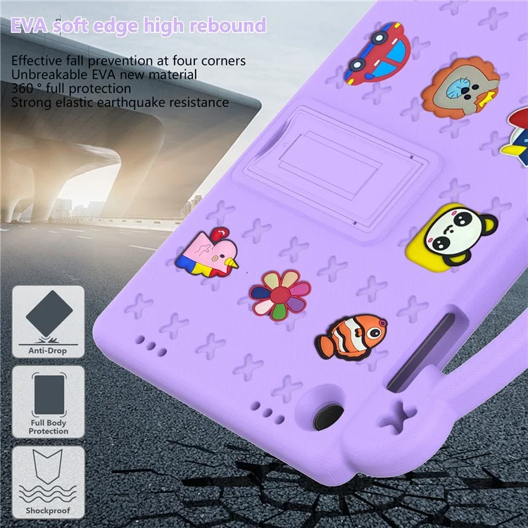 For Samsung Galaxy Tab A9+ Case EVA Protective Tablet Cover Kids Friendly Grip Handle Kickstand Case - Purple